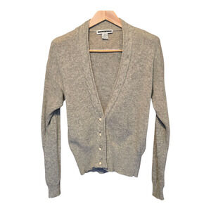 Jennifer Moore Cardigan Womens Size Medium Gray Lambswool Blend Grandmacore